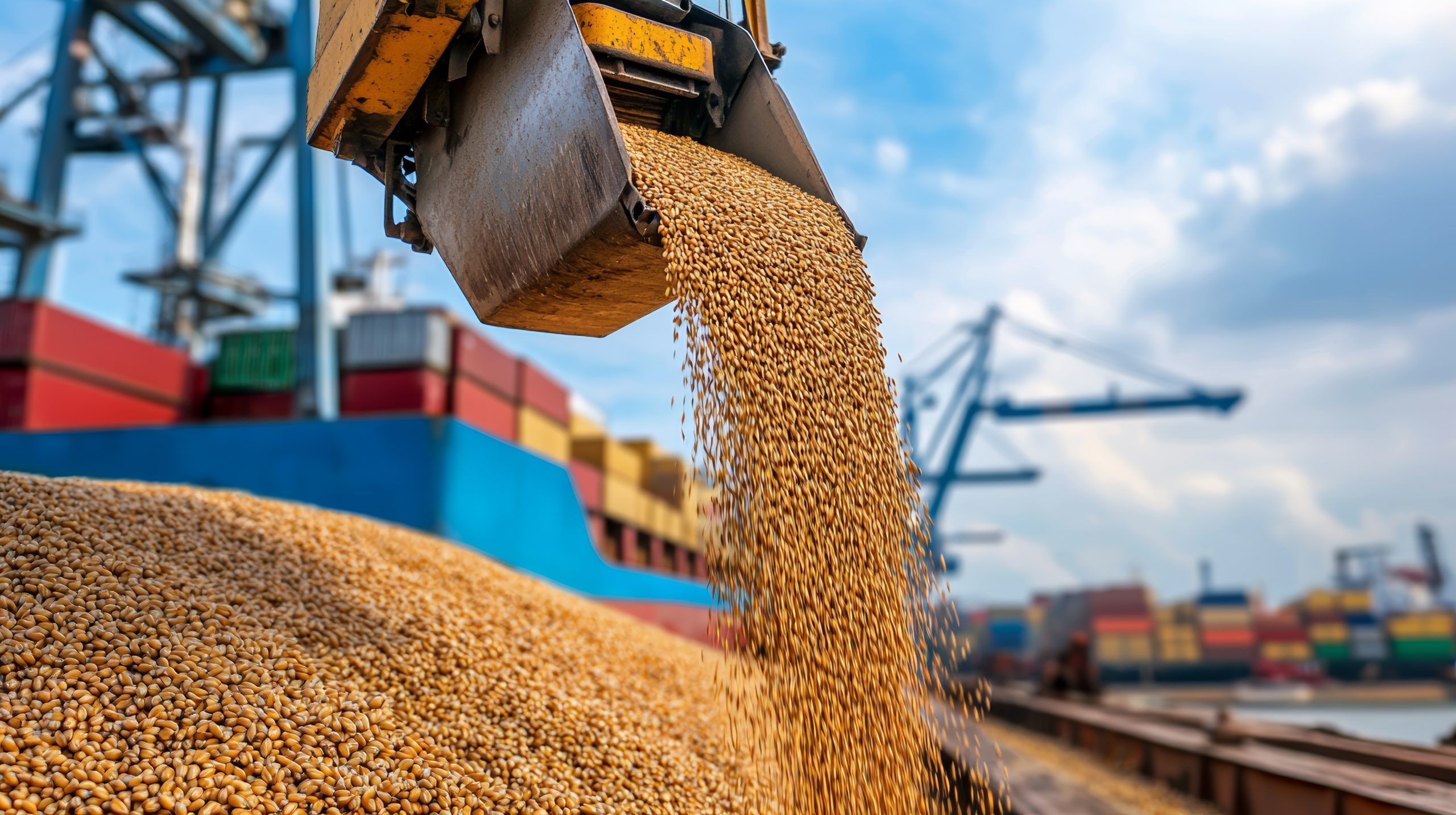 Bulk Soybeans Loading at Cargo Port Terminal